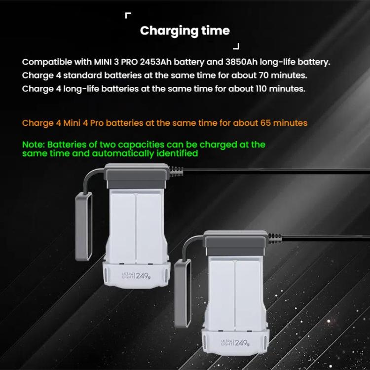 For DJI Mini 4 Pro / Mini 3 Pro / Mini 3 Color Screen Digital Display Four-Way Charger Battery Manager US Plug - free shipping - PMC TechLife - Order now!