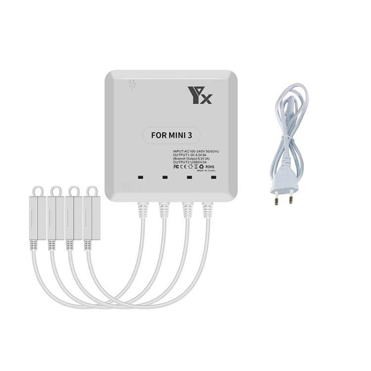 For DJI Mini 4 Pro / Mini 3 Pro / Mini 3 Drone YX 4-way Charger Battery Butler EU Plug - free shipping - PMC TechLife - Order now!