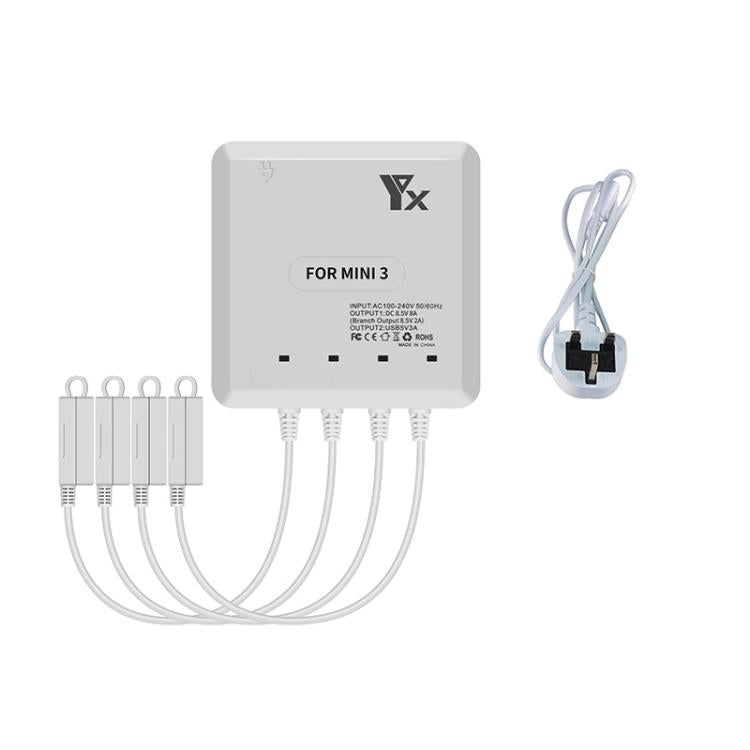 For DJI Mini 4 Pro / Mini 3 Pro / Mini 3 Drone YX 4-way Charger Battery Butler UK Plug - free shipping - PMC TechLife - Order now!