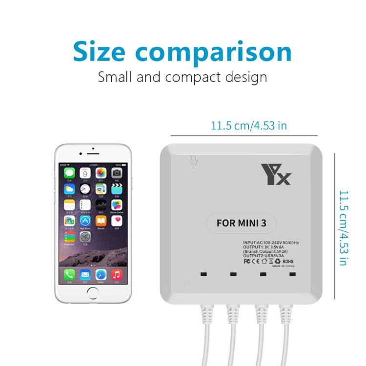 For DJI Mini 4 Pro / Mini 3 Pro / Mini 3 Drone YX 4-way Charger Battery Butler AU Plug - free shipping - PMC TechLife - Order now!