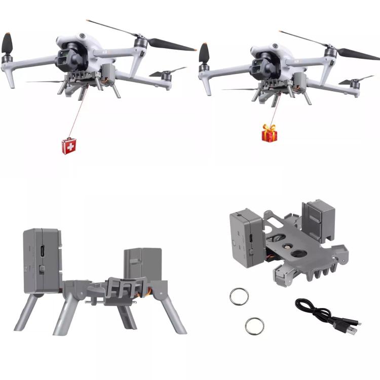For DJI Air 3S / Air 3 Drone YX Airdrop System Rechargeable Thrower Load 500g(Gray) - free shipping - PMC TechLife - Order now!