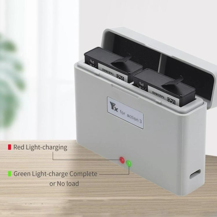 For DJI Action 3 / Action 4 Camera YX 2-Way Charger Battery Manager(Gray) - free shipping - PMC TechLife - Order now!