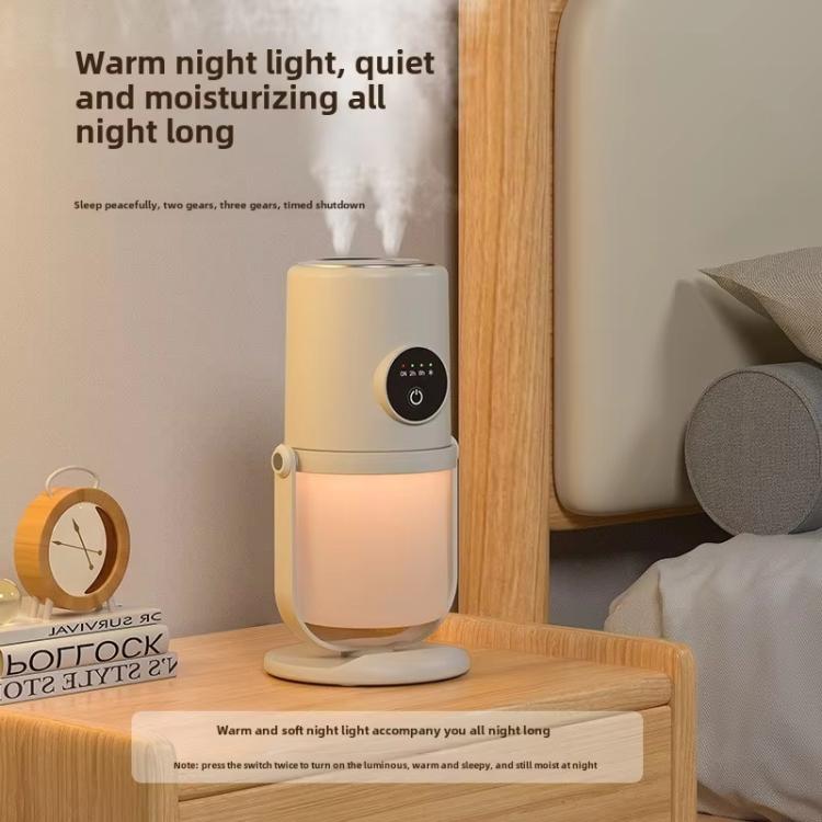Desktop Dual Port Humidifier Portable Mini Air Purifier With Nightlight, Color: White+Base - free shipping - PMC TechLife - Order now!