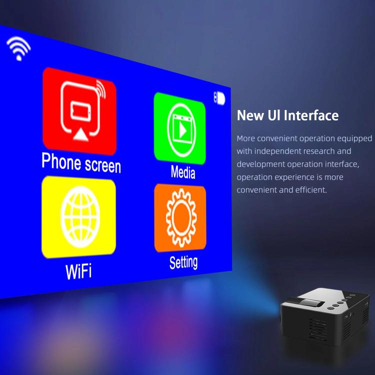 YT100 Suppor 1080P Mini Portable Projector WiFi Wireless Mirroring For IOS Android Smartphone(Black) - Mini Projector by PMC TechLife | Online Shopping South Africa | PMC TechLife | Buy Now Pay Later Mobicred