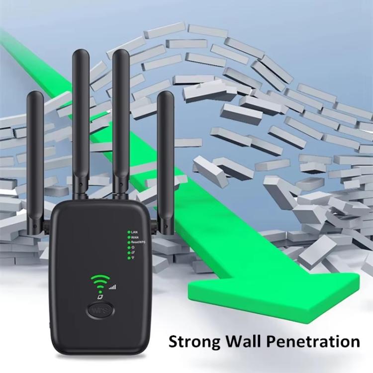 Urant U11 1200Mbps 2.4G&5.8G Wireless Repeater WiFi Signal Amplifier Support WPS Quick Setting UK Plug Black - free shipping - PMC TechLife - Order now!