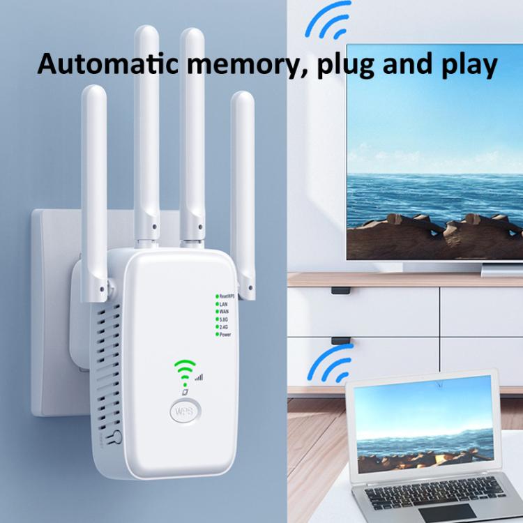 Urant U11 1200Mbps 2.4G&5.8G Wireless Repeater WiFi Signal Amplifier Support WPS Quick Setting EU Plug Black - free shipping - PMC TechLife - Order now!
