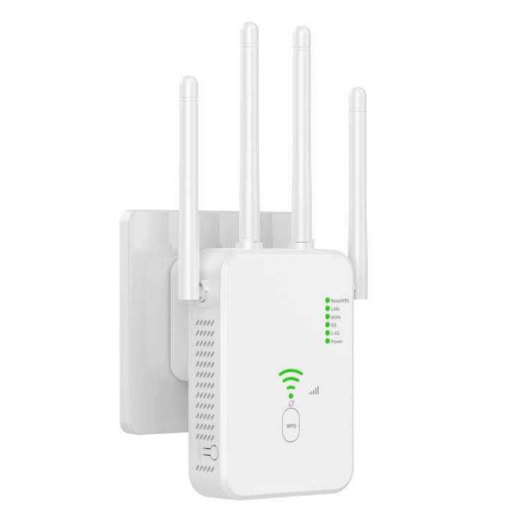 Urant U10 1200Mbps 2.4G & 5.8G Wireless Repeater WiFi Signal Amplifier With 4 Antenna US Plug White - Broadband Amplifiers by Urant | Online Shopping South Africa | PMC TechLife | Buy Now Pay Later Mobicred