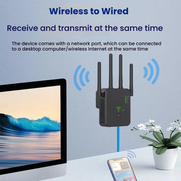 Urant U10 1200Mbps 2.4G & 5.8G Wireless Repeater WiFi Signal Amplifier With 4 Antenna US Plug White - Broadband Amplifiers by Urant | Online Shopping South Africa | PMC TechLife | Buy Now Pay Later Mobicred