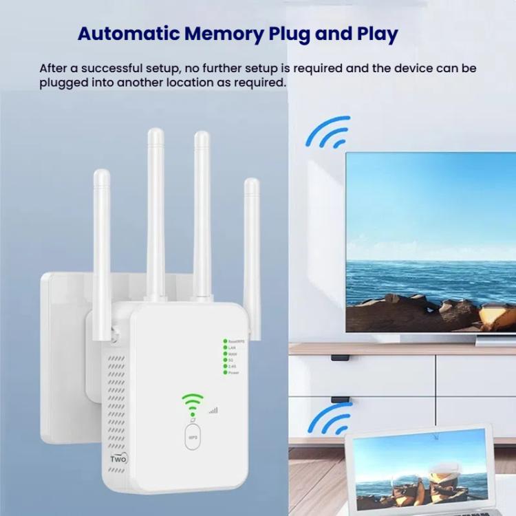 Urant U10 1200Mbps 2.4G & 5.8G Wireless Repeater WiFi Signal Amplifier With 4 Antenna EU Plug White - Broadband Amplifiers by Urant | Online Shopping South Africa | PMC TechLife | Buy Now Pay Later Mobicred