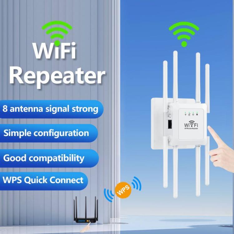 U18 300Mbps 2.4G Wireless Repeater WiFi Signal Amplifier With 8 Antennas EU Plug Black - Broadband Amplifiers by PMC TechLife | Online Shopping South Africa | PMC TechLife | Buy Now Pay Later Mobicred