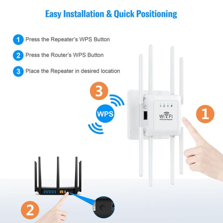 U18 300Mbps 2.4G Wireless Repeater WiFi Signal Amplifier With 8 Antennas US Plug Black - Broadband Amplifiers by PMC TechLife | Online Shopping South Africa | PMC TechLife | Buy Now Pay Later Mobicred