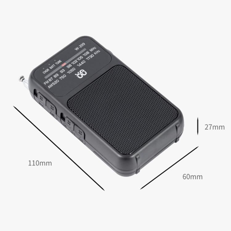 W-209 Mini Portable Rechargeable / Battery Dual-mode Powered Pointer FM Radio with Flashlight(Blue) - Radio Player by PMC TechLife | Online Shopping South Africa | PMC TechLife | Buy Now Pay Later Mobicred