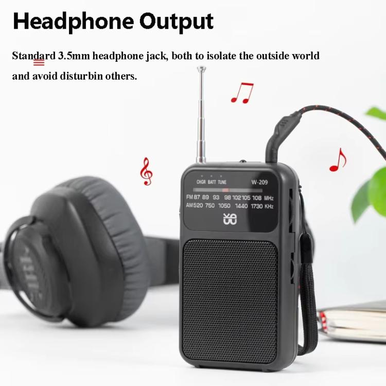 W-209 Mini Portable Rechargeable / Battery Dual-mode Powered Pointer FM Radio with Flashlight(White) - Radio Player by PMC TechLife | Online Shopping South Africa | PMC TechLife | Buy Now Pay Later Mobicred