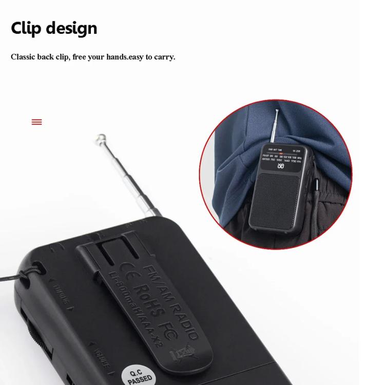 W-209 Mini Portable Rechargeable / Battery Dual-mode Powered Pointer FM Radio with Flashlight(Blue) - Radio Player by PMC TechLife | Online Shopping South Africa | PMC TechLife | Buy Now Pay Later Mobicred