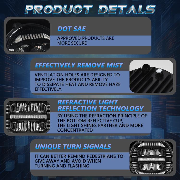 7-inch Round Refraction LED Round Headlight For Wrangler(H4) - LED Headlamps by PMc TechLife | Online Shopping South Africa | PMc TechLife | Buy Now Pay Later Mobicred