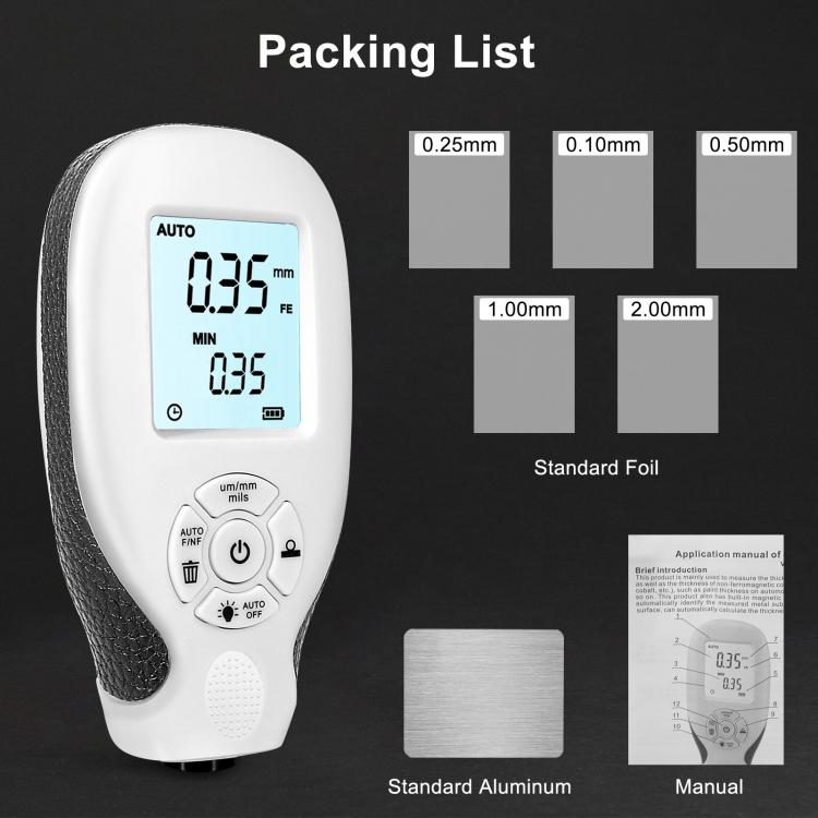 High-Precision Anti-Slip Paint Coating Thickness Gauge(White) - Coating Thickness Gauge by PMC TechLife | Online Shopping South Africa | PMC TechLife | Buy Now Pay Later Mobicred