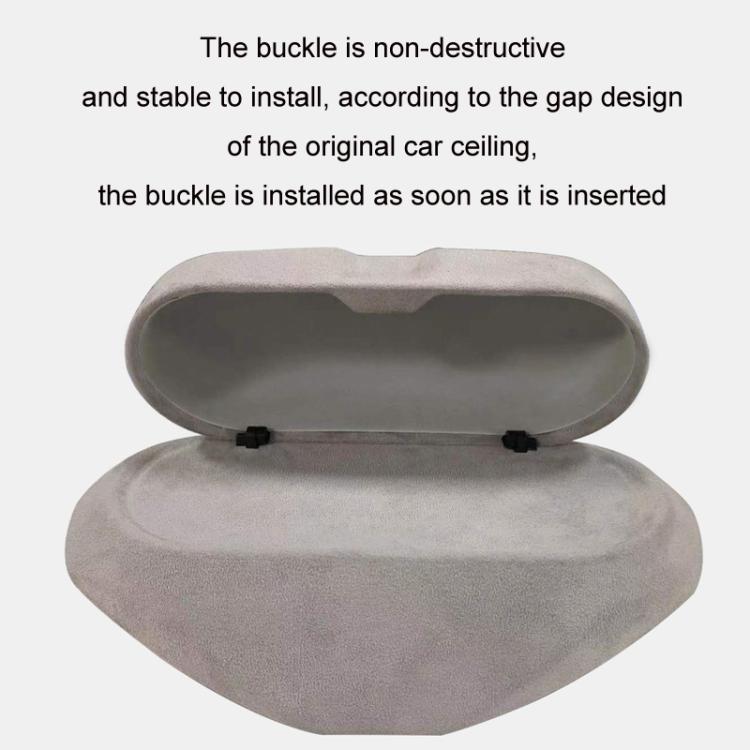 For Tesla Suede Leather Glasses Storage Box, Model: Model Y Beige - Sunglasses & Glasses Clips by PMc TechLife | Online Shopping South Africa | PMc TechLife | Buy Now Pay Later Mobicred