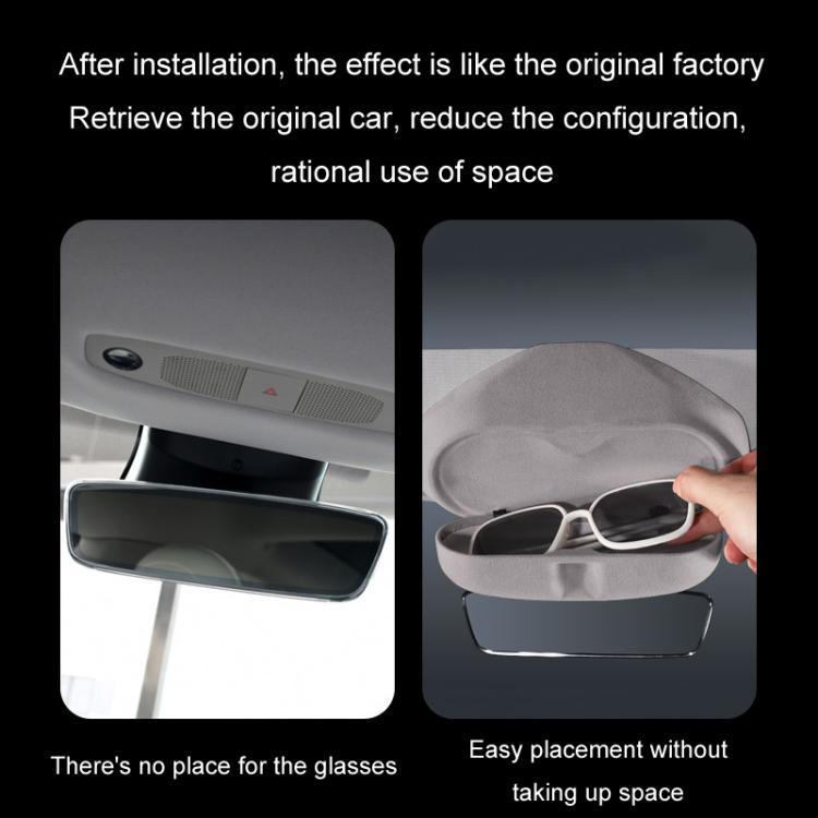 For Tesla Suede Leather Glasses Storage Box, Model: Model Y Beige - Sunglasses & Glasses Clips by PMc TechLife | Online Shopping South Africa | PMc TechLife | Buy Now Pay Later Mobicred