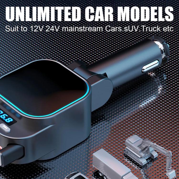 BC97 Dual Retractable Cable Car Charger Automobile Bluetooth MP3 Player - Car Charger by PMc TechLife | Online Shopping South Africa | PMc TechLife | Buy Now Pay Later Mobicred