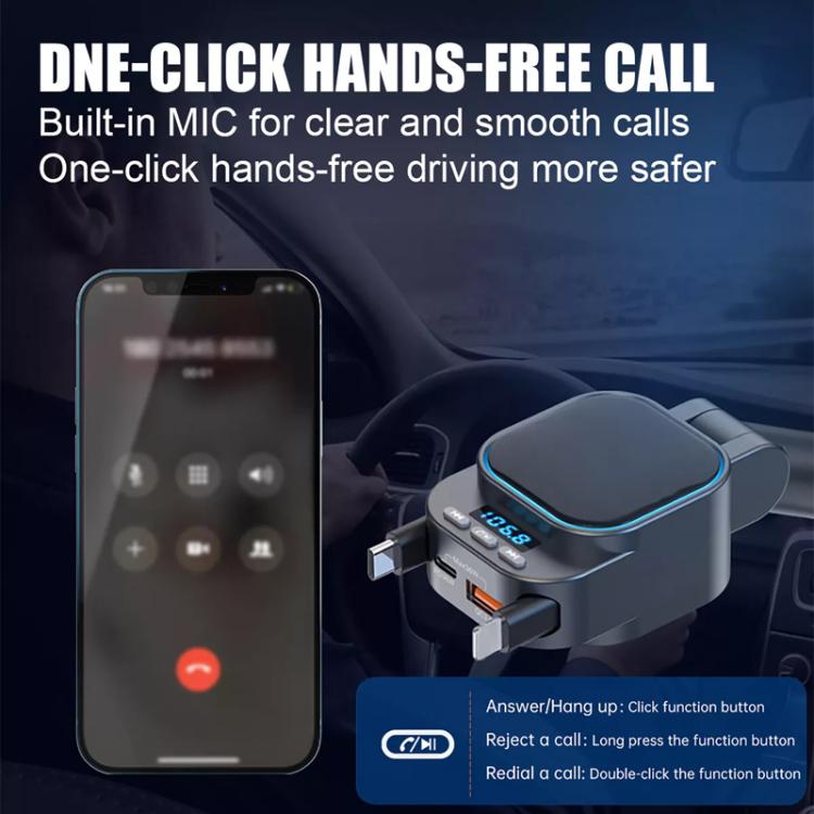 BC97 Dual Retractable Cable Car Charger Automobile Bluetooth MP3 Player - Car Charger by PMc TechLife | Online Shopping South Africa | PMc TechLife | Buy Now Pay Later Mobicred