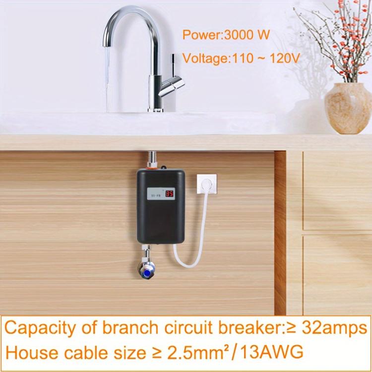 3000W Small Tankless Electric Water Heater For Kitchen Bathroom EU Plug(White) - free shipping - PMC TechLife - Order now!