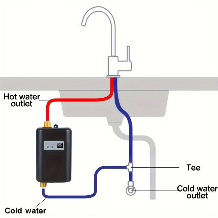 3000W Small Tankless Electric Water Heater For Kitchen Bathroom US Plug(Gold) - free shipping - PMC TechLife - Order now!