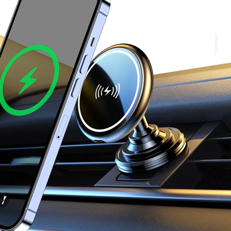15W Car Magnetic Wireless Charging Phone Holder Alloy Base, Spec: Air Outlet Silver - free shipping - PMc TechLife - Order now!