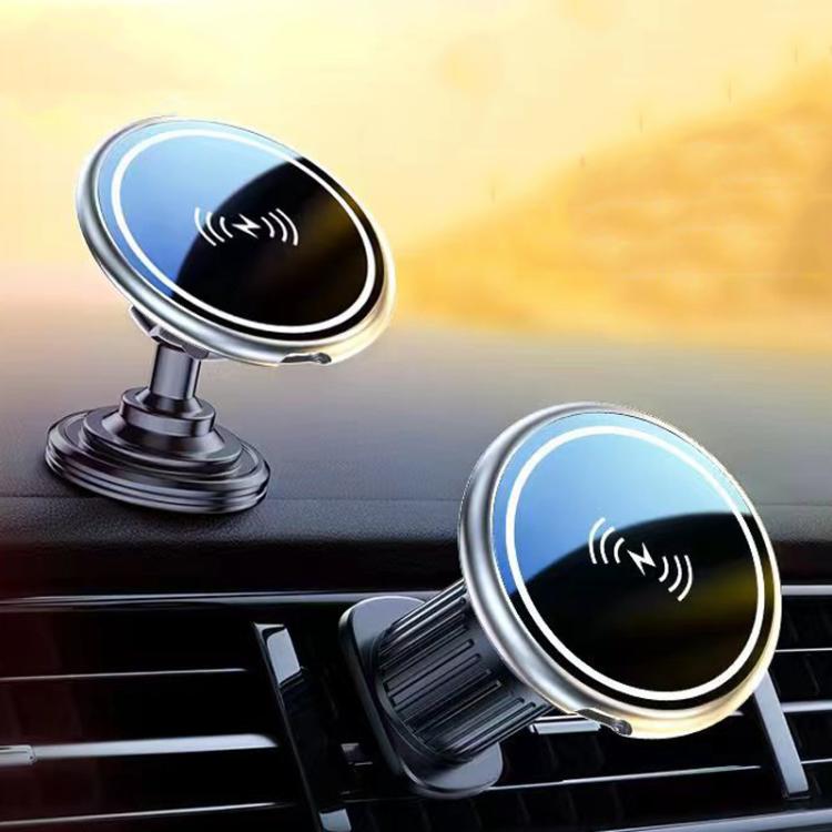 15W Car Magnetic Wireless Charging Phone Holder Alloy Base, Spec: Air Outlet Silver - free shipping - PMc TechLife - Order now!