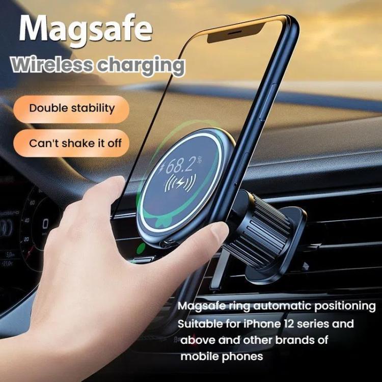 15W Car Magnetic Wireless Charging Phone Holder Alloy Base, Spec: Air Outlet Silver - free shipping - PMc TechLife - Order now!