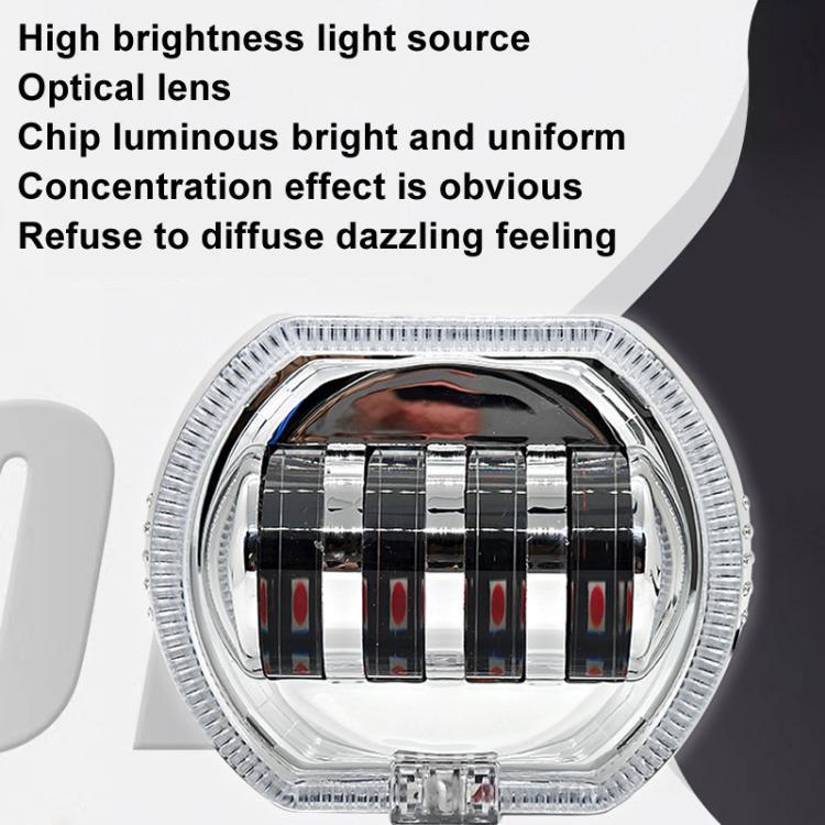 Motorcycle Electric Vehicle General Modification LED Headlight 4 Beads Double Lens Lamps, Style: Ice Blue Aperture+Red Devil Eye - Headlights by PMc TechLife | Online Shopping South Africa | PMc TechLife | Buy Now Pay Later Mobicred