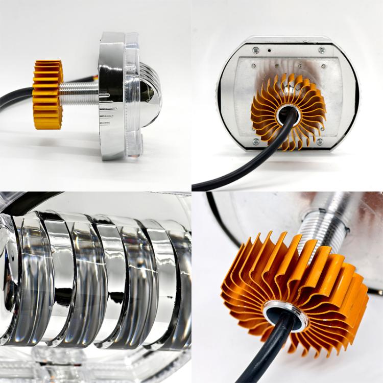 Motorcycle Electric Vehicle General Modification LED Headlight 4 Beads Double Lens Lamps, Style: Yellow Aperture+Red Devil Eye - Headlights by PMC TechLife | Online Shopping South Africa | PMC TechLife | Buy Now Pay Later Mobicred