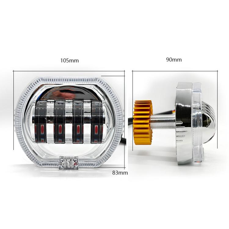 Motorcycle Electric Vehicle General Modification LED Headlight 4 Beads Double Lens Lamps, Style: Red Aperture+Blue Devil Eye - Headlights by PMc TechLife | Online Shopping South Africa | PMc TechLife | Buy Now Pay Later Mobicred