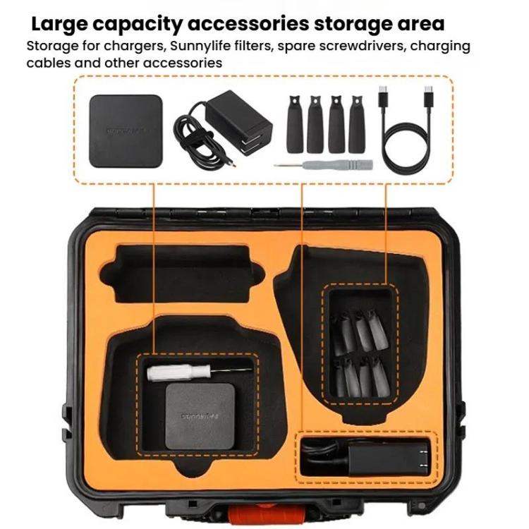 For DJI Flip Sunnylife AQX-19 Waterproof Storage Protective Suitcase Aerial Camera Smooth Flying Kit Bag(Black) - free shipping - PMC TechLife - Order now!