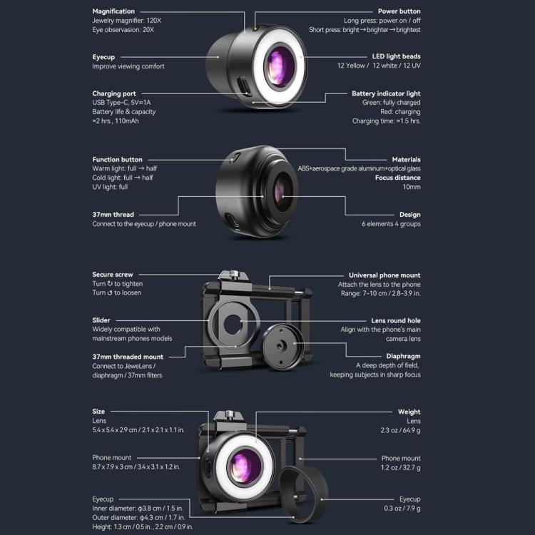 APEXEL APL-MS120 Handheld Identification Repair Quality Inspection Jewelry HD Magnification Mobile Microscope - free shipping - PMc TechLife - Order now!
