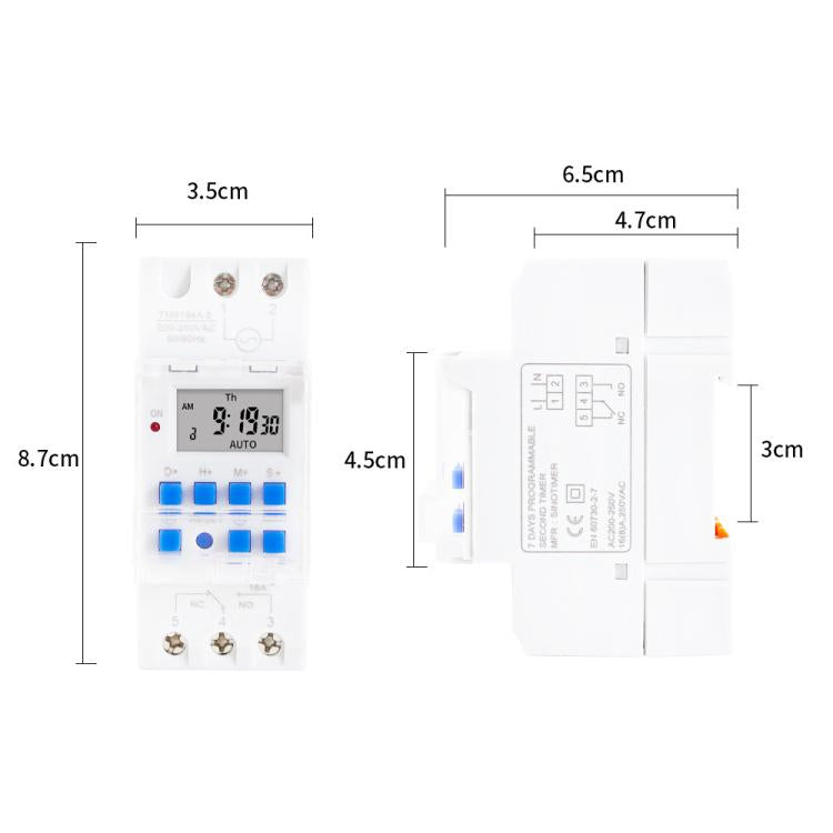SINOTIMER TM919sA-1 110VAC 16A  1 Second Interval Programmable Digital Timer Switch 7 Days Auto ON OFF Din Rail Mounted - free shipping - PMc TechLife - Order now!
