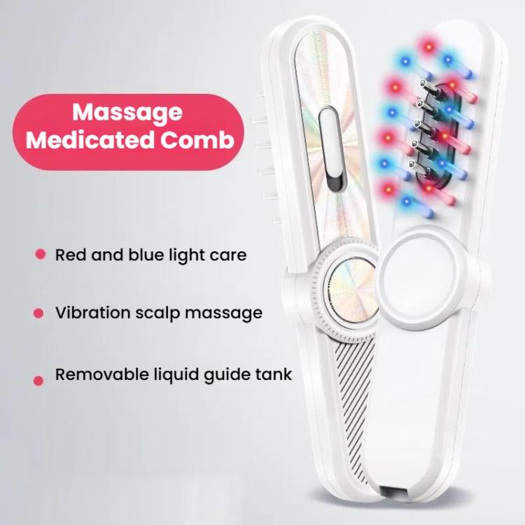 Hair Oil Applicator Roller Ball Red / Blue Light Electric Massage Comb Hair Regrowth Conductive Comb(White) - free shipping - PMC TechLife - Order now!