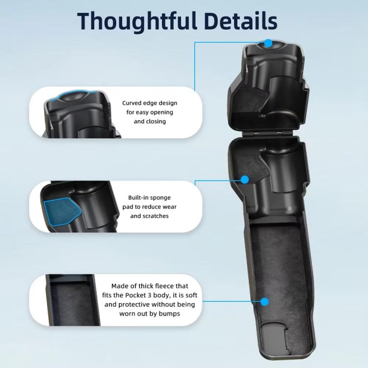 For DJI OSMO Pocket 3 BRDRC Lens Cap Camera Case Screen Protector Accessories(Blue) - free shipping - PMC TechLife - Order now!