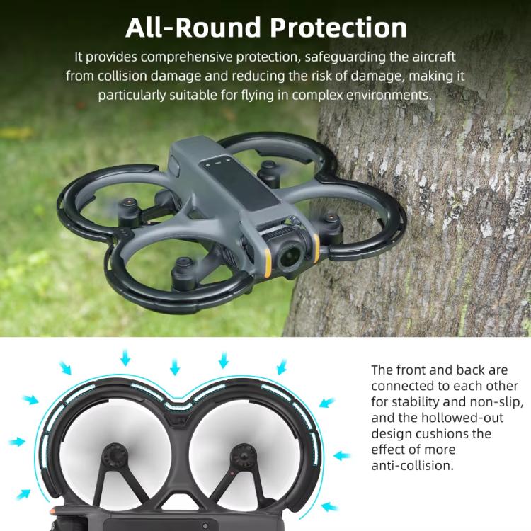 For DJI Avata 2 BRDRC Integrated Paddle Protector One-piece Bumper Ring(Black) - free shipping - PMC TechLife - Order now!