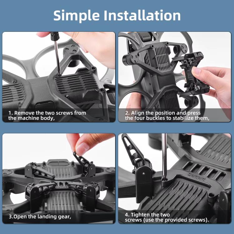 For DJI Avata 2 BRDRC Folding Height Enhanced Landing Gear Gimbal Protective Kickstand(Black Orange) - free shipping - PMC TechLife - Order now!