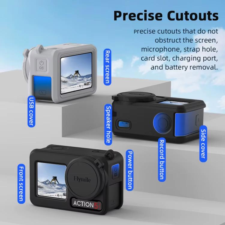 For DJI Osmo Action 3 / 4 / 5 Pro Flymile Silicone Cover Sport Camera Lens Drop Cases(Blue) - free shipping - PMC TechLife - Order now!