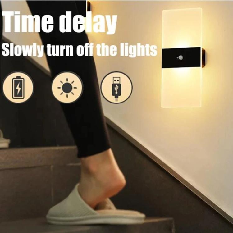 Magnetic Acrylic Smart Induction Night Light Rechargeable Wall Lamp Bedroom Bedside Lamp White Arc White Light - Wall Lamps by PMc TechLife | Online Shopping South Africa | PMc TechLife | Buy Now Pay Later Mobicred