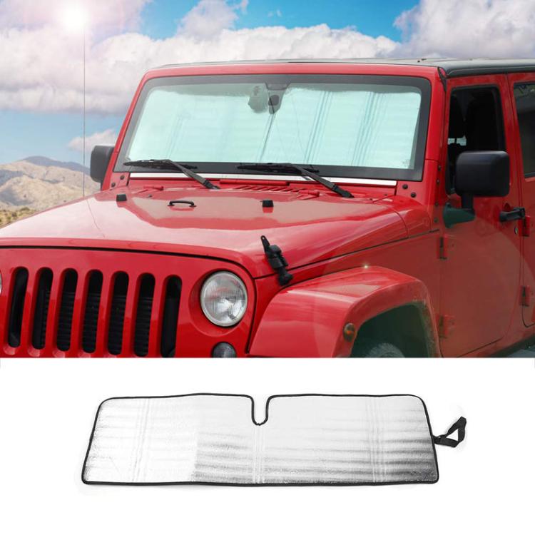 51.9 x 16.1inch For Jeep 2007-2017 Wrangler JK Car Front Windshield Sunshade(Black+Silver) - Window Foils & Solar Protection by PMc TechLife | Online Shopping South Africa | PMc TechLife | Buy Now Pay Later Mobicred