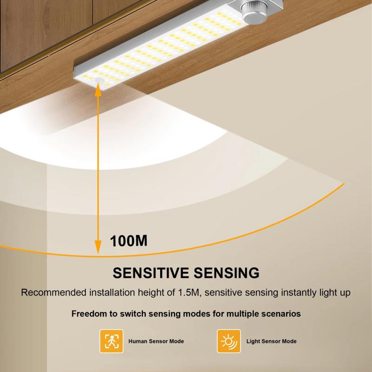 LED Cabinet Light Magnetic Motion Sensor Rechargeable Lamp 128 LEDs 3-color Temperature XN01 - Sensor LED Lights by PMc TechLife | Online Shopping South Africa | PMc TechLife | Buy Now Pay Later Mobicred