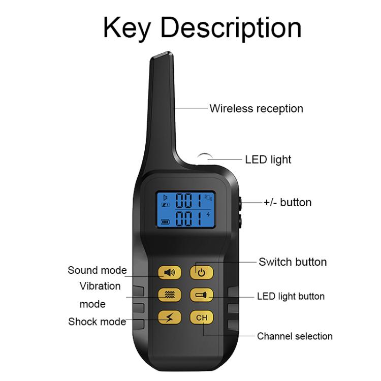 T720 1000m Pet Intelligent Electric Shock Remote Control Dog Training Device(Yellow) - Training Aids by PMC TechLife | Online Shopping South Africa | PMC TechLife | Buy Now Pay Later Mobicred
