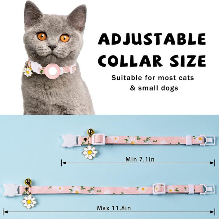 For AirTag Tracker Silicone Cover Small Daisy Pet Collar Dog Collar With Bell And Front Back Film(Luminous Green) - Pet Series by PMC TechLife | Online Shopping South Africa | PMC TechLife | Buy Now Pay Later Mobicred