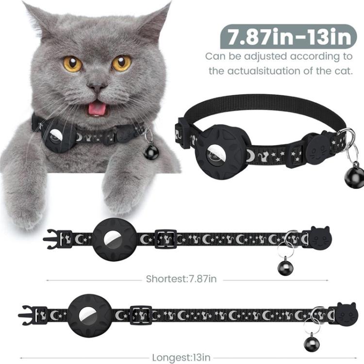 For AirTag Tracker Silicone Case Reflective Stars And Moon Cats Dogs Pet Collar With Bell(Green) - Pet Series by PMC TechLife | Online Shopping South Africa | PMC TechLife | Buy Now Pay Later Mobicred