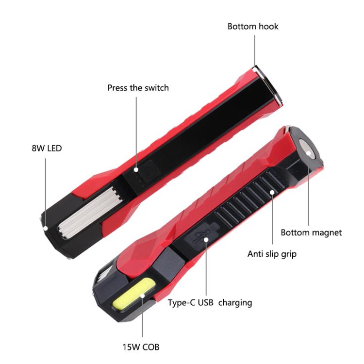 Magnet-Hook COB Rotating Strong Light Emergency Work Light(Red) - Other Tools by PMc TechLife | Online Shopping South Africa | PMc TechLife | Buy Now Pay Later Mobicred
