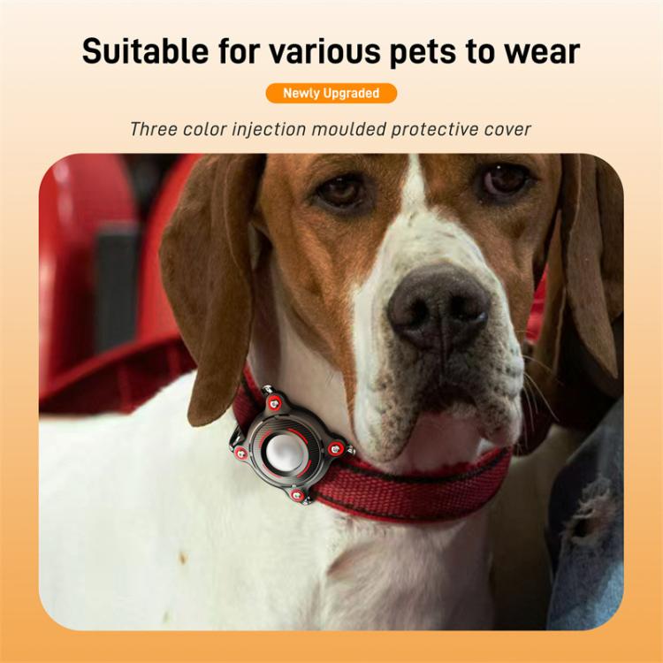 For AirTag Tracker Waterproof Protective Case Puppy Kitten Collar Metal Buckle Model Protective Cover(Black+Red PC) - Other by PMC TechLife | Online Shopping South Africa | PMC TechLife | Buy Now Pay Later Mobicred