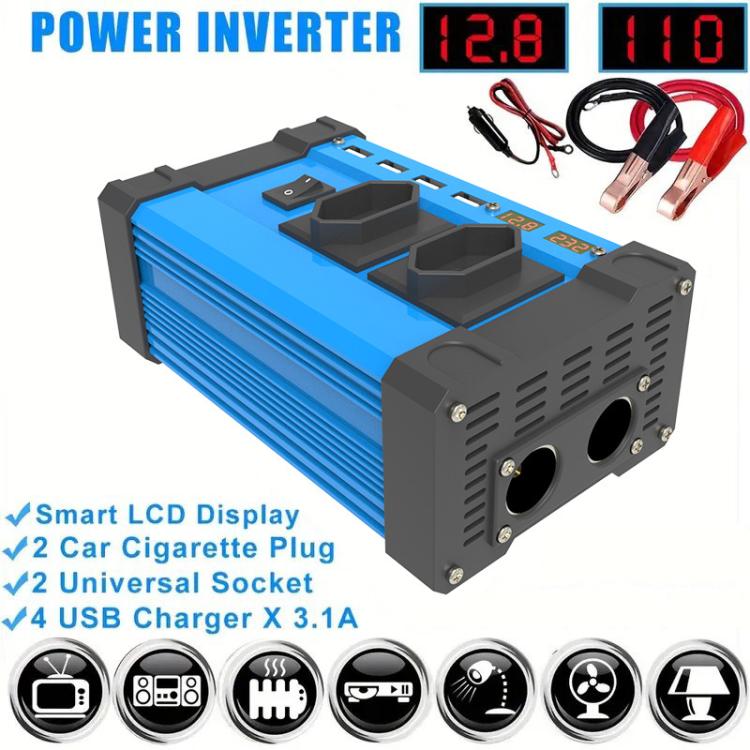 Gurxun 4 USB Ports Digital Display Modified Square Wave Inverter, Spec: 300W Brazil Plug 12V To 110V - free shipping - PMC TechLife - Order now!