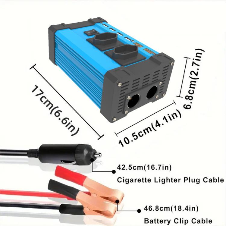 Gurxun 4 USB Ports Digital Display Modified Square Wave Inverter, Spec: 300W Brazil Plug 12V To 110V - free shipping - PMC TechLife - Order now!